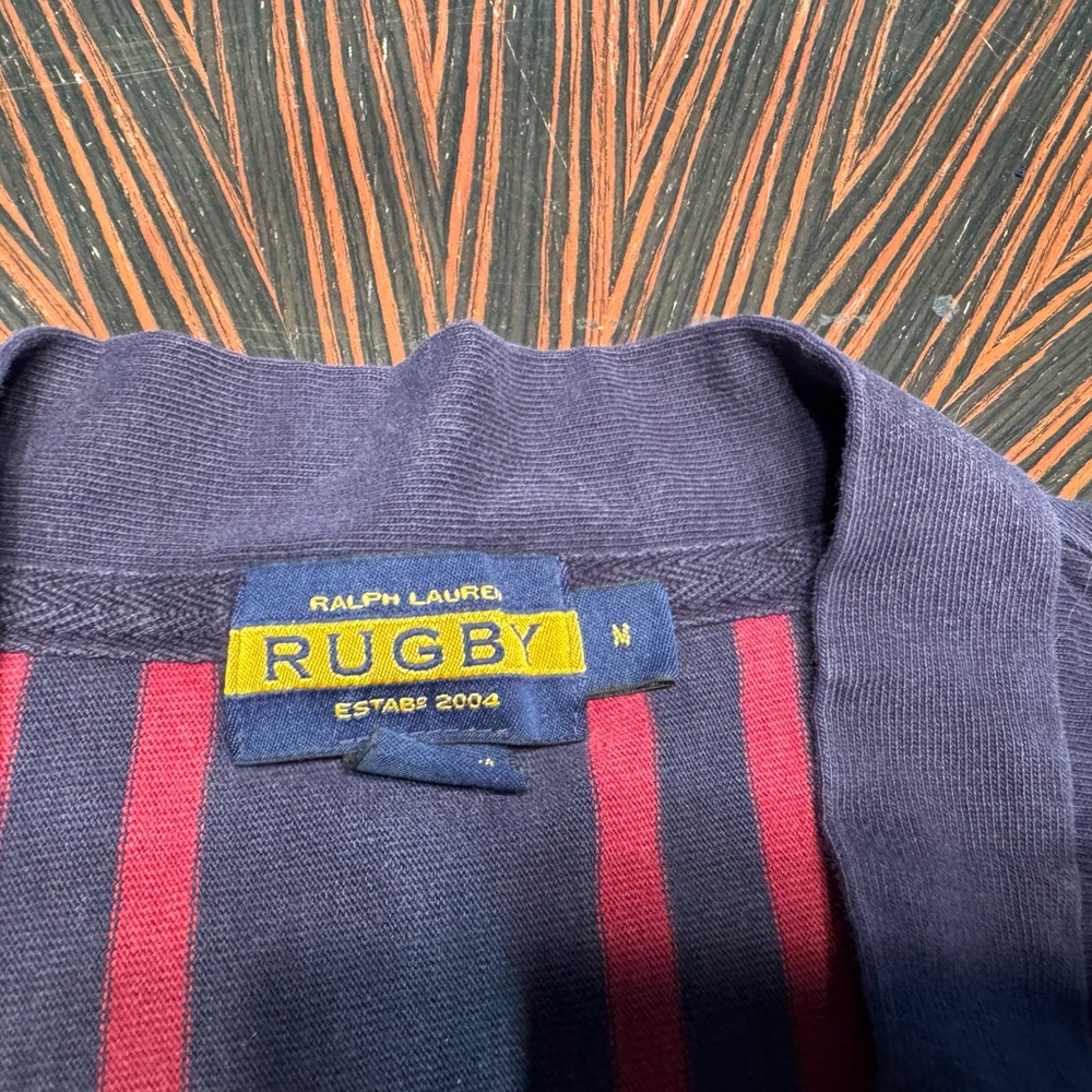 Mens M Rugby Ralph Lauren Burgundy/Navy Varsity Collegiate Cardigan Patches - Picture 6 of 6